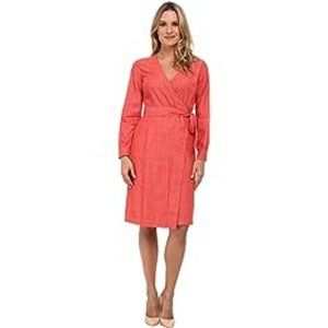 Pendleton Chambray Faux Wrap Midi Shirt Dress Salmon Pink Size L - Worn Once!